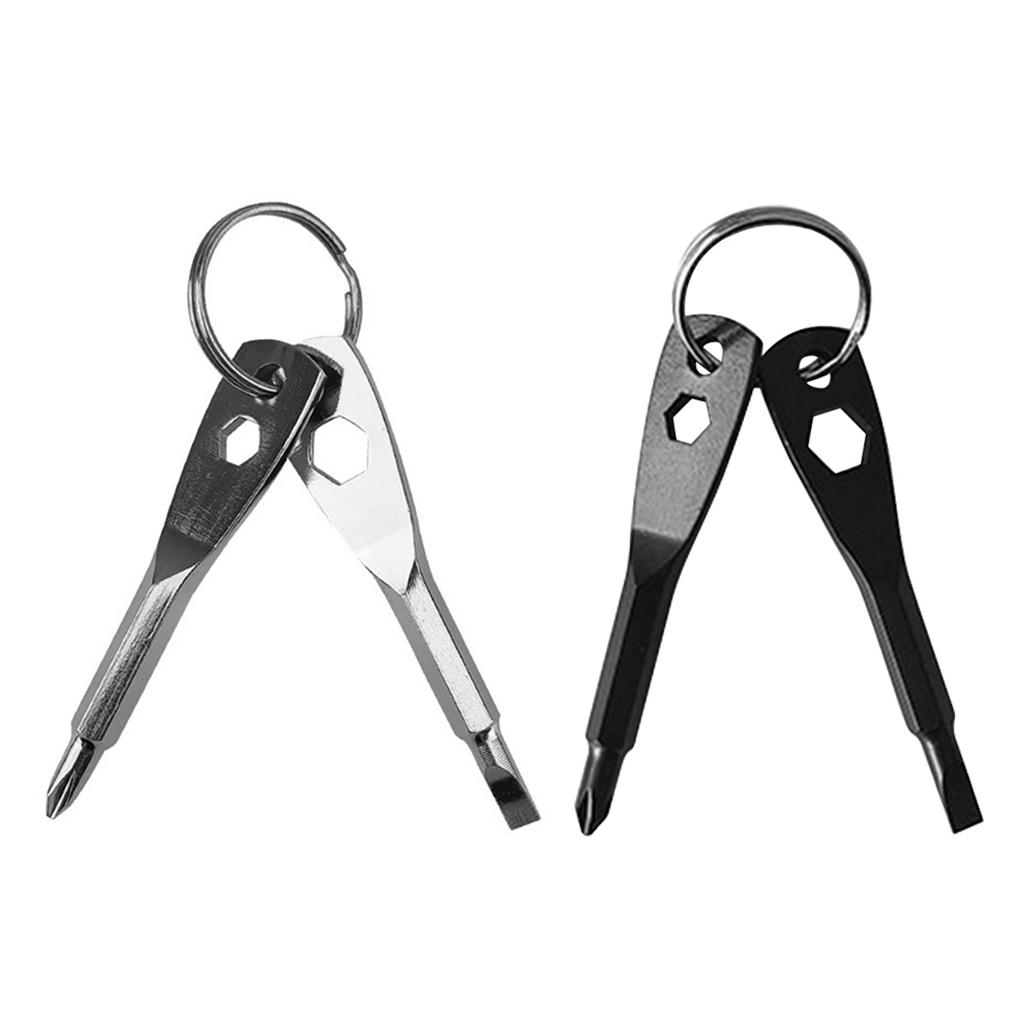 Pocket Keychain Screwdriver Flathead and Phillips Screwdriver Hand Tools Screwdriver Set for Outdoor Camping Daily Maintenance