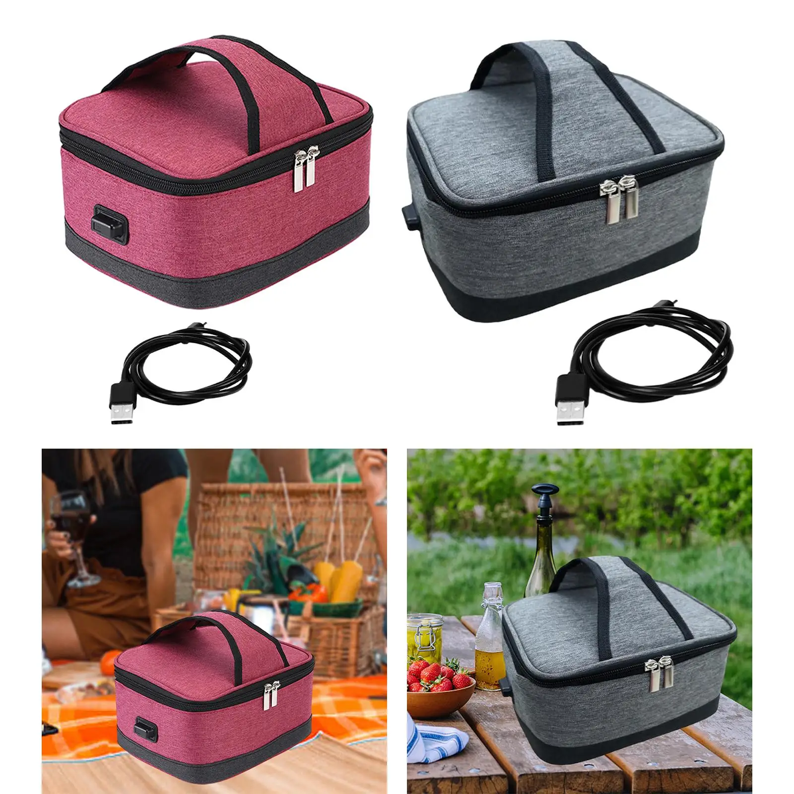Electric Heating Bag Insulation Bag USB Food Warmer for Travel Cooking Picnic