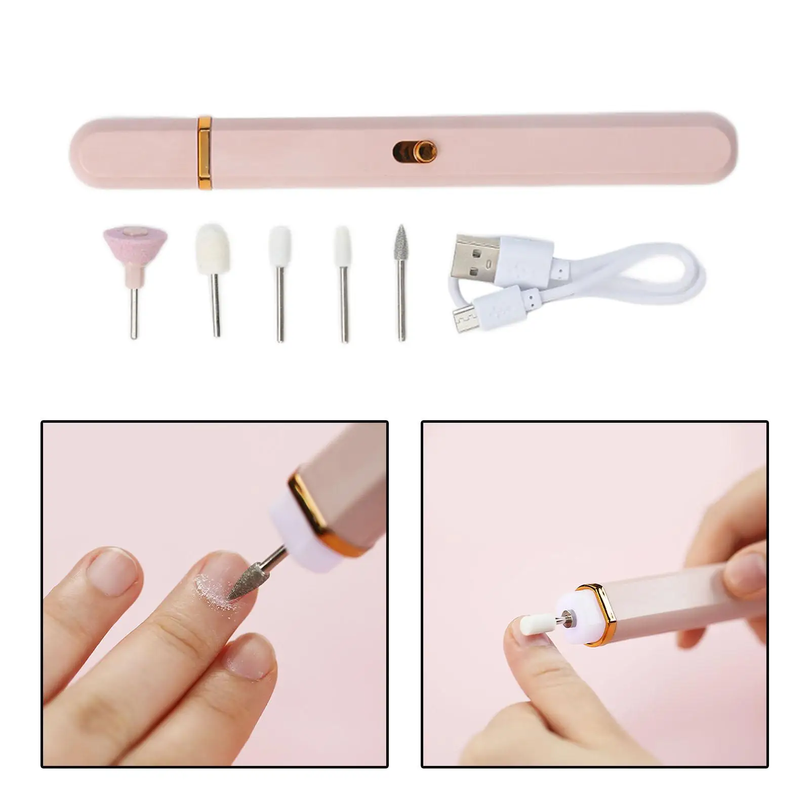 Rechargeable Electric  Set, 5 Replaceable Heads Acrylic Nails  ing for 