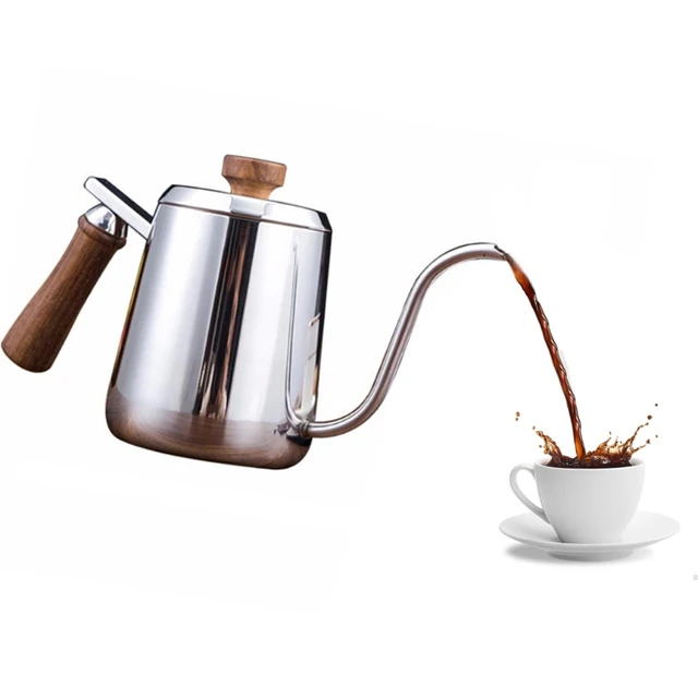 Stainless Steel Coffee Kettle Gooseneck Spout Kettle Coffee Pot with Lid Tea  Pot Pour Over Kettle for Office Restaurant - AliExpress