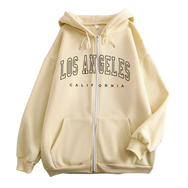 Zip Up Hoodie Jacket Womens Oversize Los Angeles Letters Print Hoodie  Zipper Sweatshirts Harajuku Vintage Coats Harajuku Hoodies - AliExpress