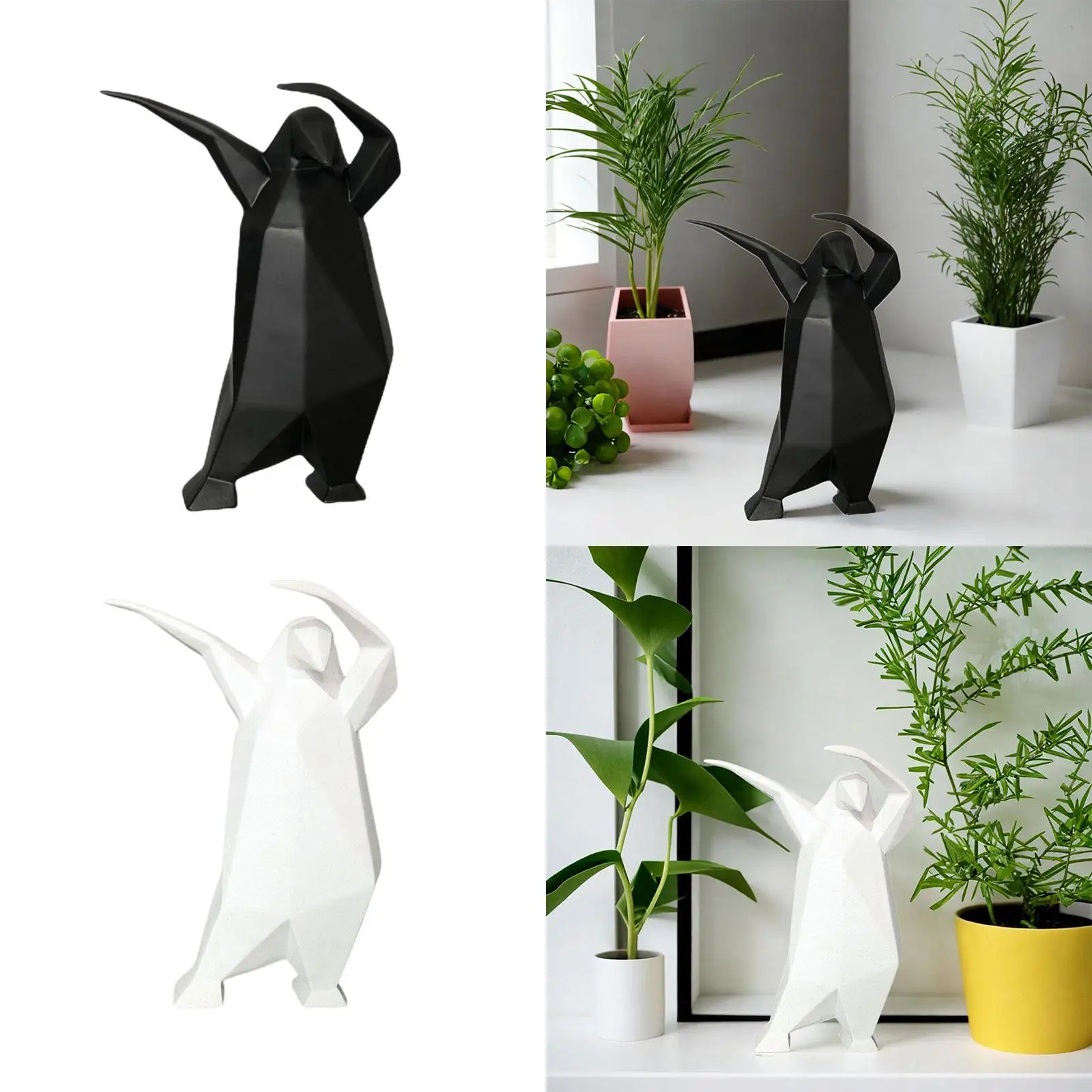 Penguin Sculpture Creative Animal Figurine for Cabinets Bedroom Coffee Table