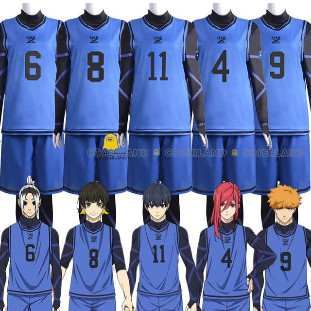  Blue Lock Manga Cosplay Costume Jersey Sportswear Uniform  Football Jersey (Blue 4, L) : Clothing, Shoes & Jewelry