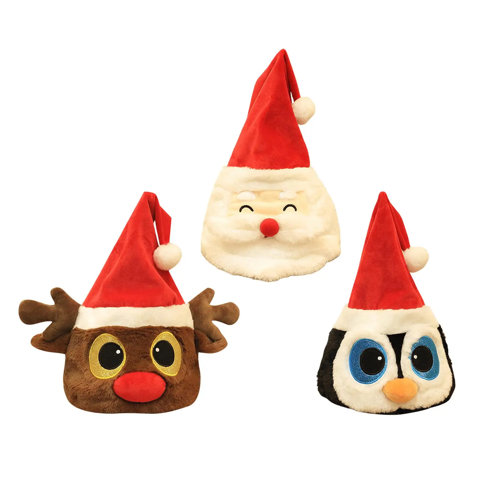 Christmas Hat Decoration Funny Music Red White plush Xmas Holiday Hat for Xmas Gifts Children Celebrations Adults Kids