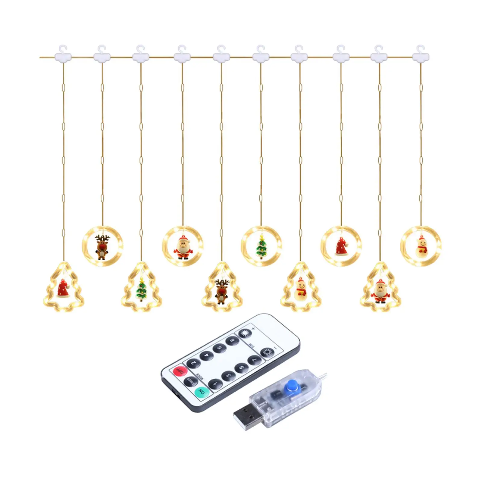 LED Christmas String Light Lighting Ornament Hanging Remote Control for Indoor Party Yard Decoration