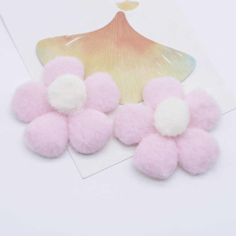 16 Stück 55 mm gepolsterte Plüsch-Blumen-Applikationen für DIY-Kopfbedeckungen, Haarspangen, Schleife, Dekor, Zubehör, Kleidung, Hut, Schuhe, Nähflicken – Detail 3