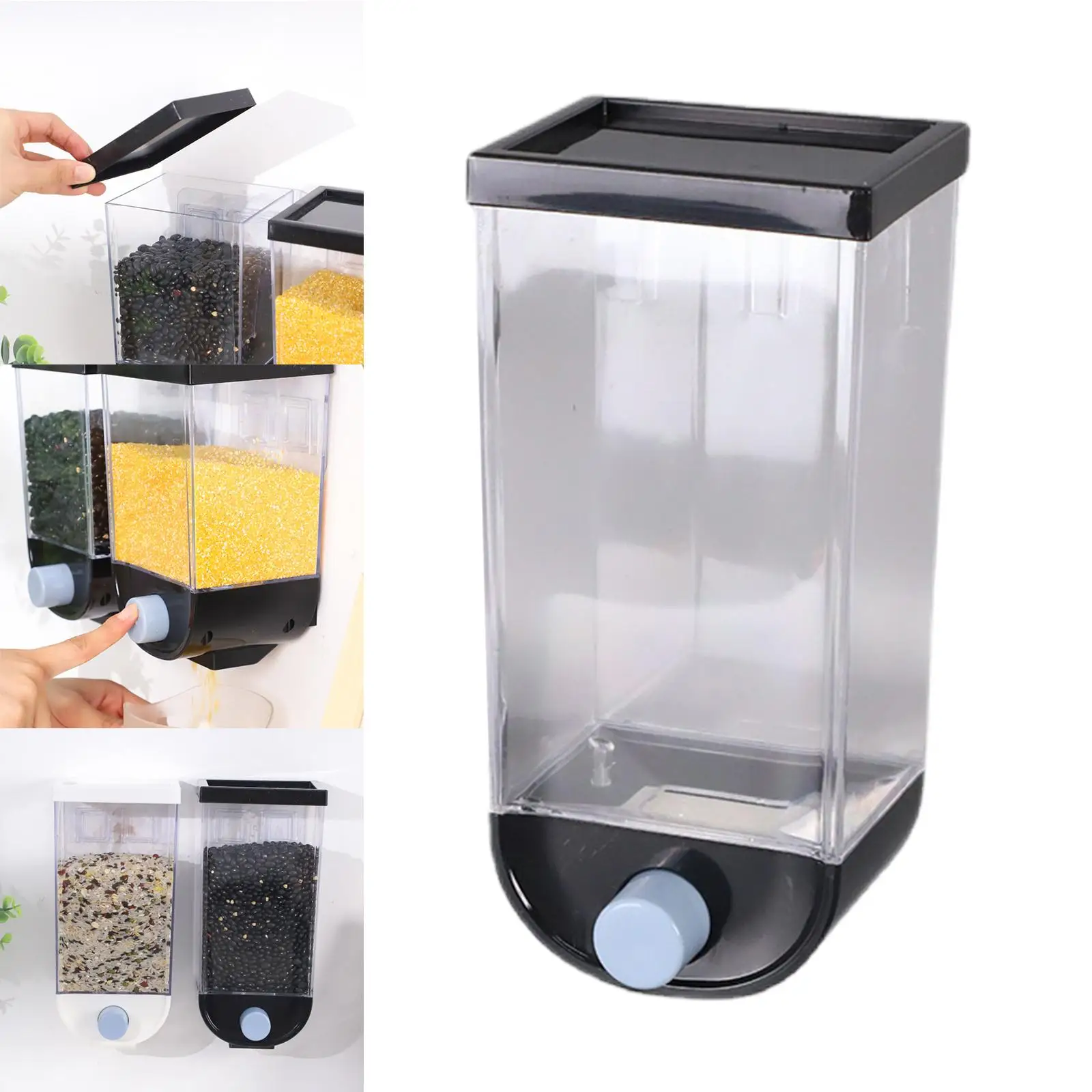 Press Type Cereal Dispenser Storage Bottles Dry Food Storage Container Food Dispensers for Office Grain Nuts Oatmeal Rice