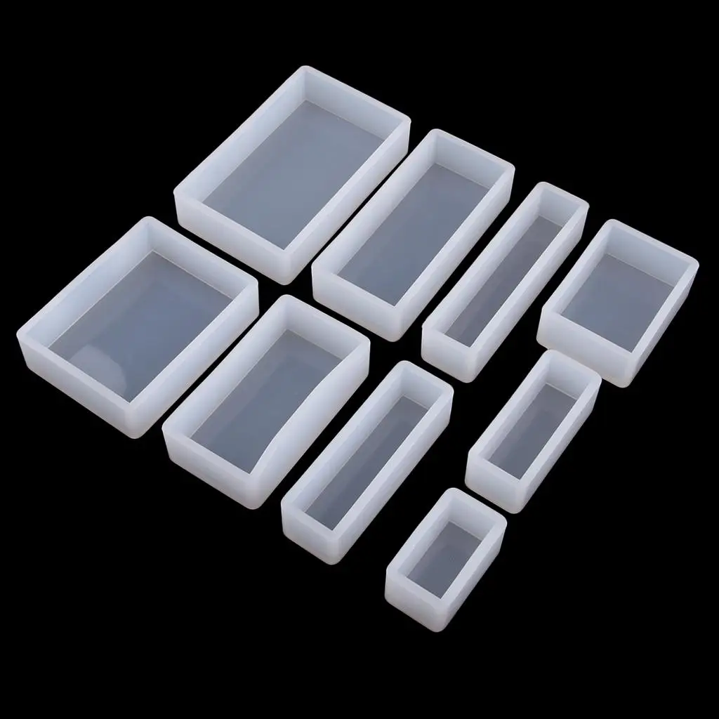 9x Resin Casting   Rectangle Silicone Mould Jewelry DIY Making Mould Tool