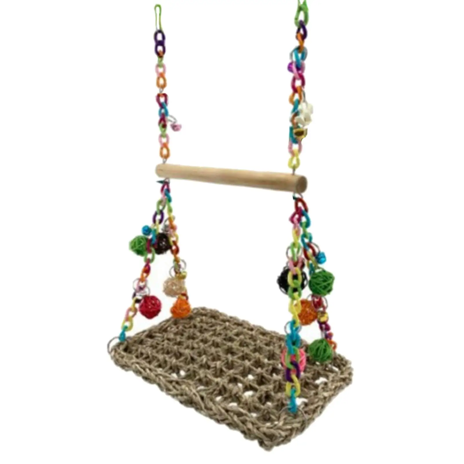 Bird Seagrass Swing Toy Climbing Natural Branches Cockatiel Toy for Pet Bird Finches