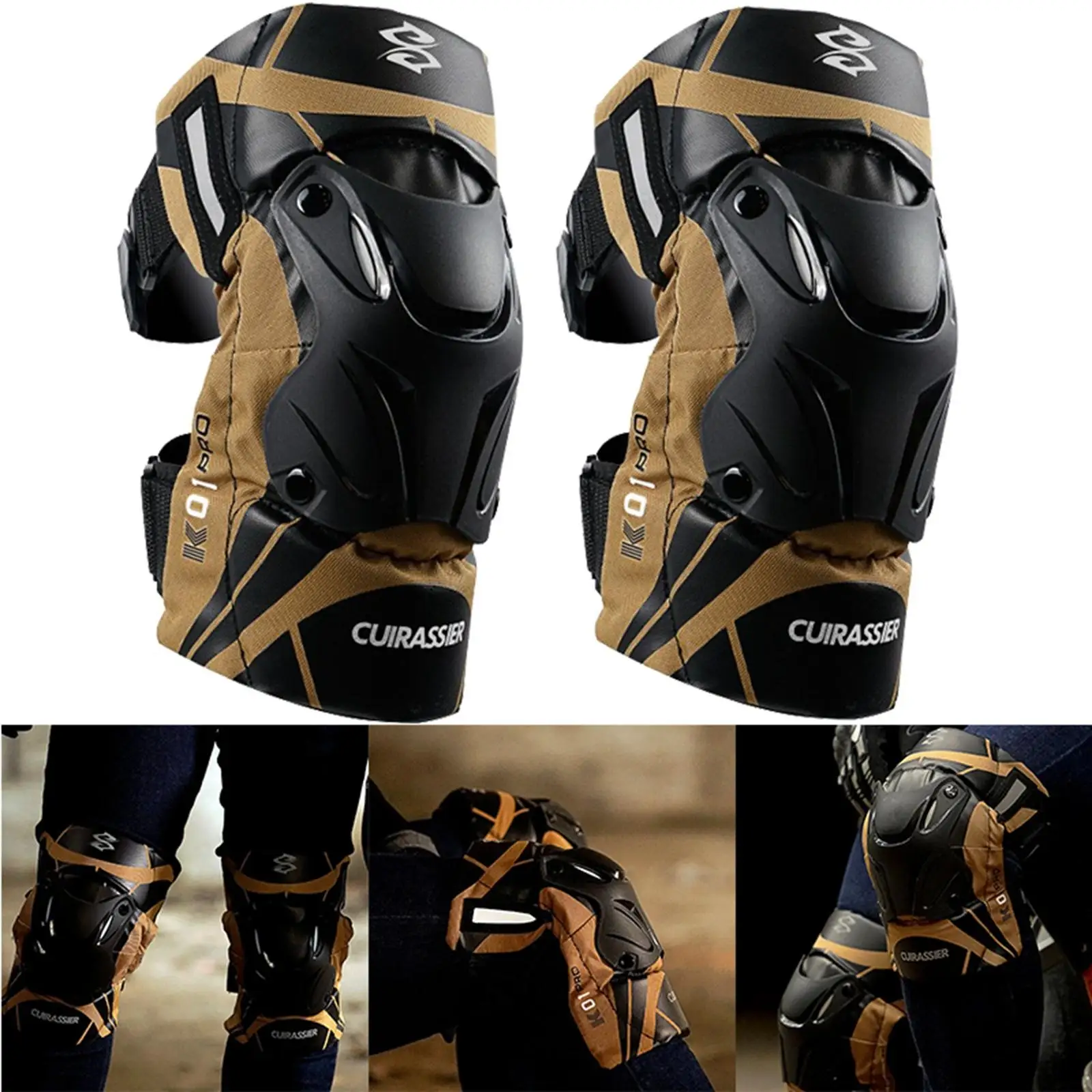 2x Motorcycle Knee Pads Adjustable for Motocross Racing Unisex