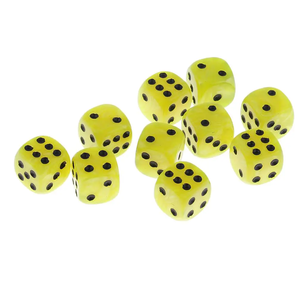 10 Pieces Plastic 6-sided Spot Dice D6 for Party Bar Table Game Accessory