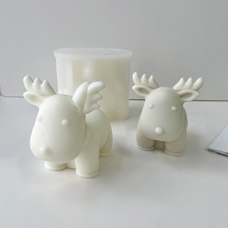 Description Picture 6 of item3D cute elk silicone candle mold DIY handmade soap animal deer crafts Gypsum resin concrete mold Christmas gift making tool