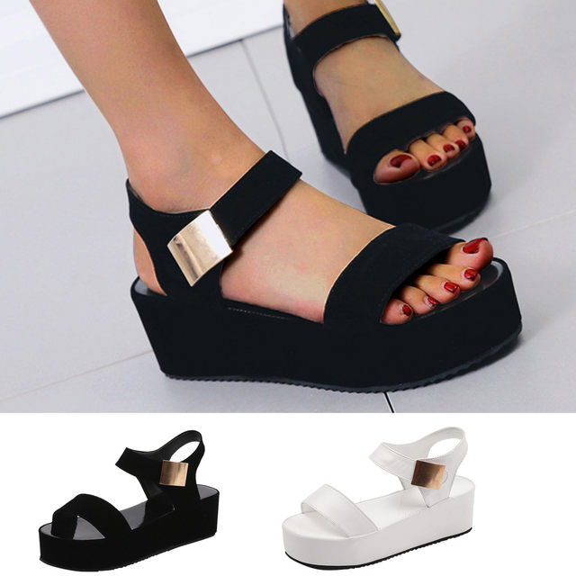 FZM Women shoes Women's Fashion Platform Wedge Heels Large Size Colorblock  Roman Sandals 