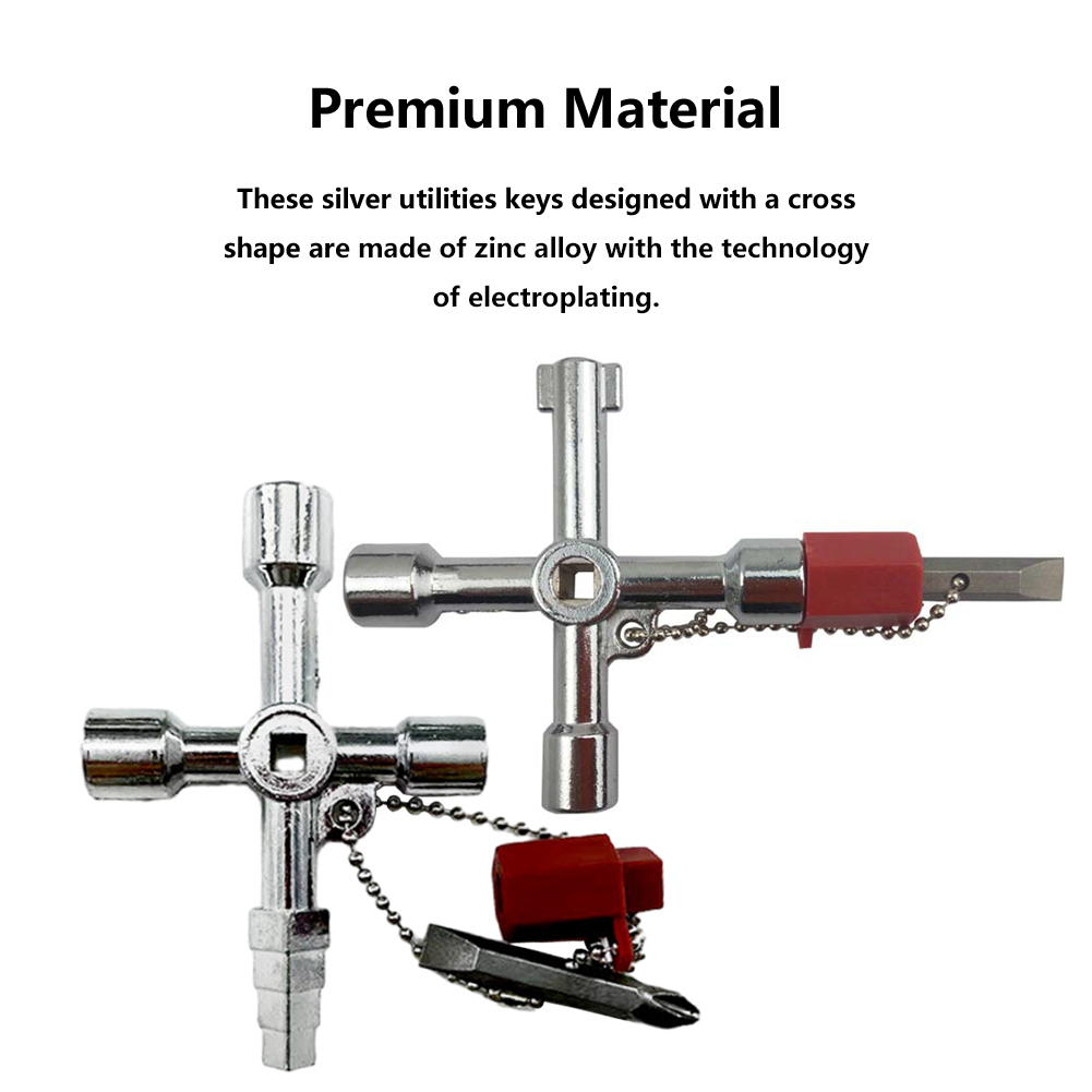 Description Picture 4 of item2pcs Multifunction Cross Wrench Spigots Control 4 Way Plumber Tool Square Triangular Utilities Key Cabinet Universal Screwdriver