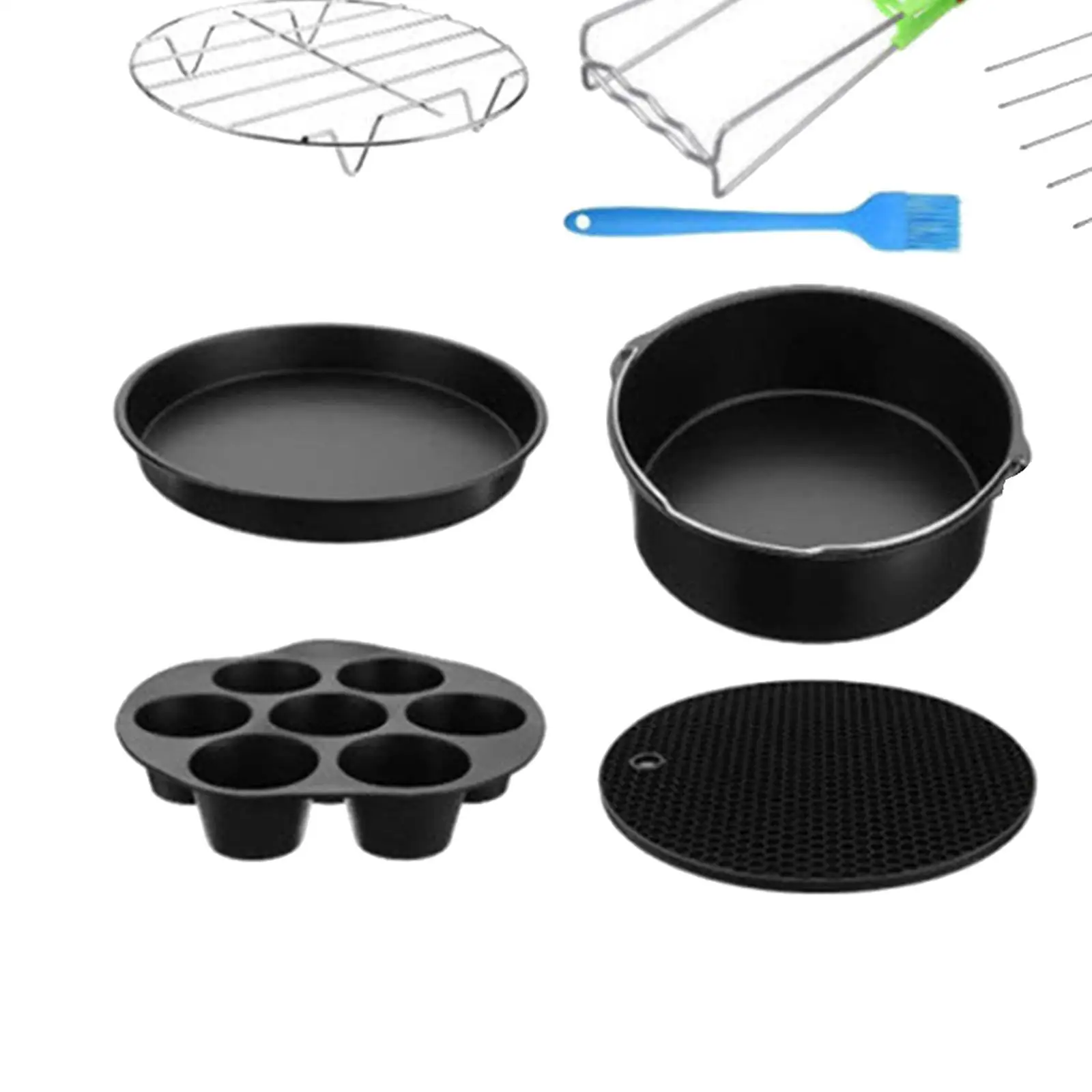 12Pcs Air Fryer Accessories Set Fit Most Brands Pizza Pan for 5.3-6.8Qt BBQ