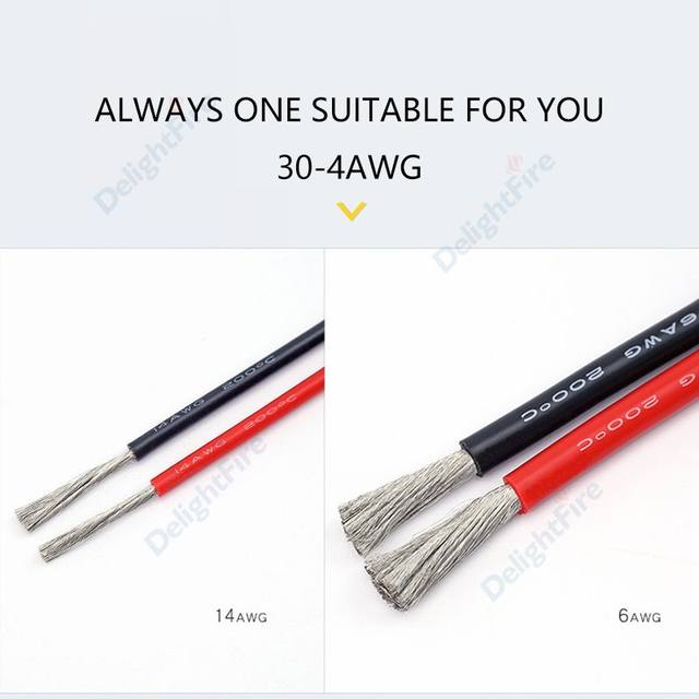 QWOK Cavo Elettrico 10 AWG 5,3 Mm² - 2,5 M Nero 2,5 M Rosso - Filo - 4
