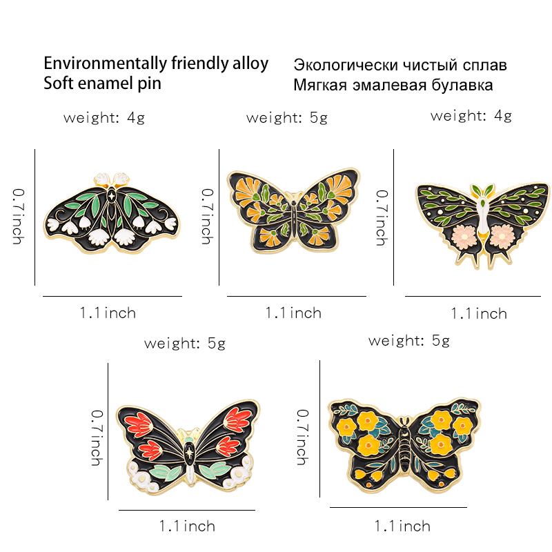 Schmetterling Insekt Motte Emaille Pin Abzeichen Tier Brosche Schmuck Benutzerdefinierte Cartoon Revers Kleidung Rucksack Zubehör Frauen Freunde – Detail 1