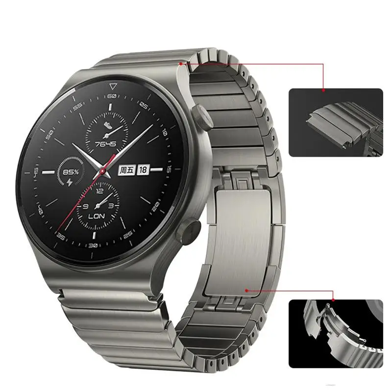 Original Titanium Grey Strap for Huawei Watch GT2 Pro 22mm Stainless Steel Correa Metal Watch Band for GT2 46mm GT2e Wrist Band