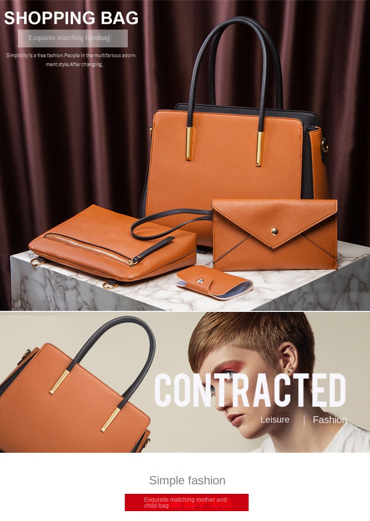Borsa Donna Top Quality Fashion Color Matching Borsa Madre in quattro pezzi Borsa a tracolla fresca, semplice e pratica_voghion.com