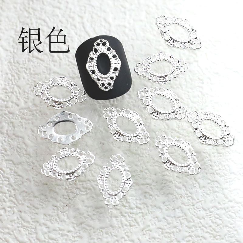 20 Stück Vintage Nail Art Rahmen vier Farben Multi-Formen Retro Legierung Nageldesigns Charms große Edelsteine für Nagelzubehör 2025 – Detail 23
