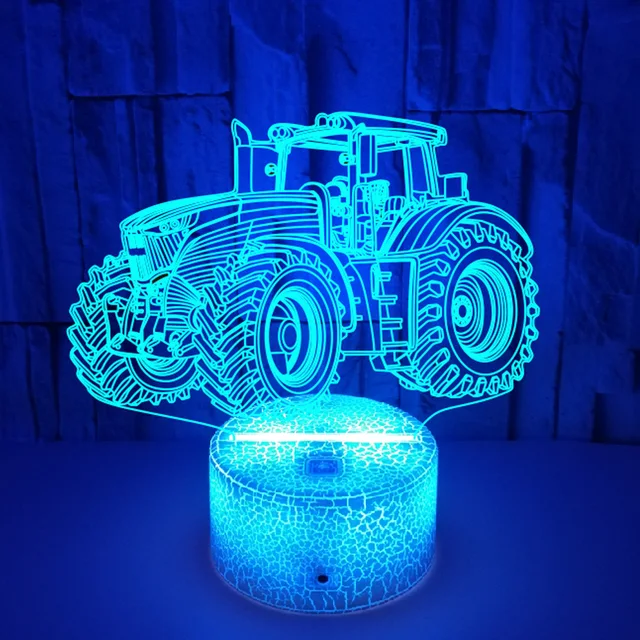 Nighdn 3D Illusion Lamp Tractor Night Light for Bedroom Decoration