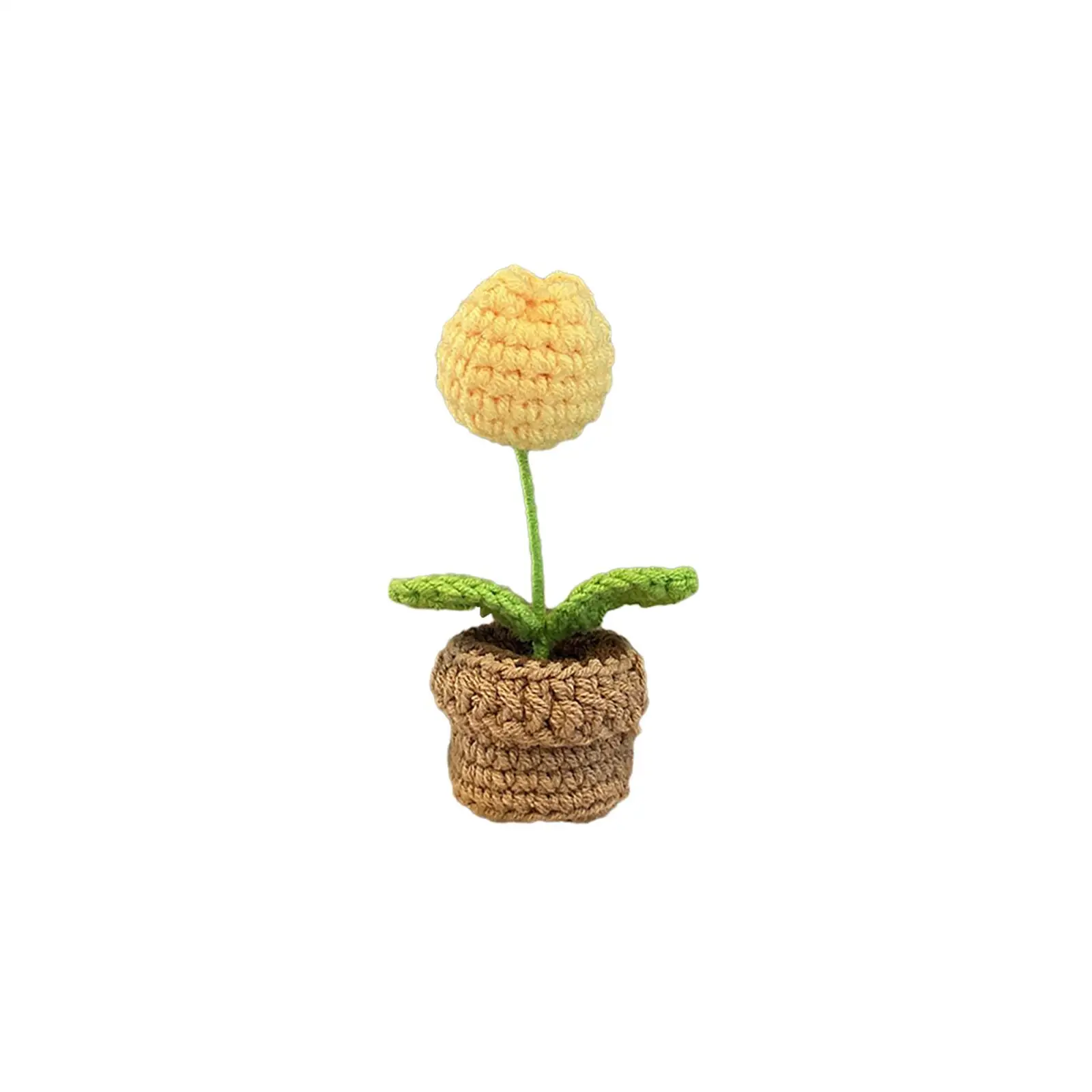 Handmade Crochet Flowers Home Table Decor Mini Crochet Potted Plant Ornaments