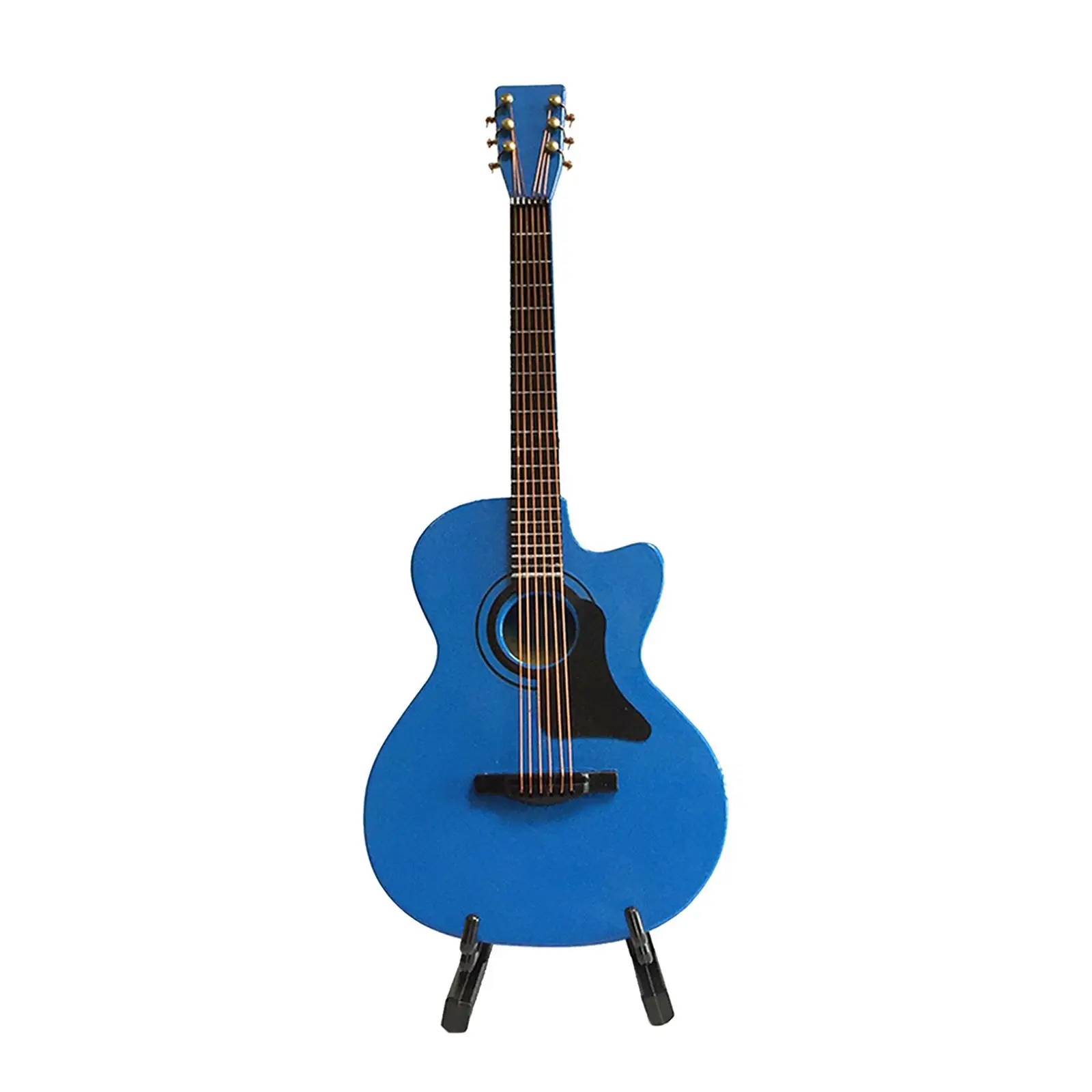 Wooden Guitar Model with Stand And Case 1:6 Miniature for Doll 