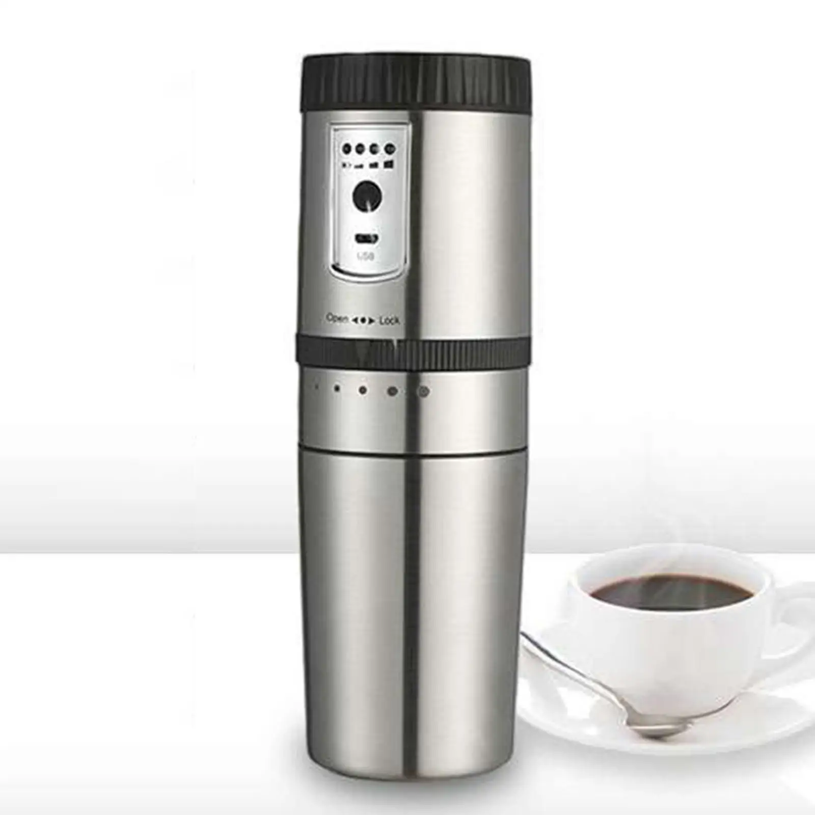 Coffee Bean Grinder Electric Coarse Fine Adjustable Espresso Bean Grinder for Travelling Office