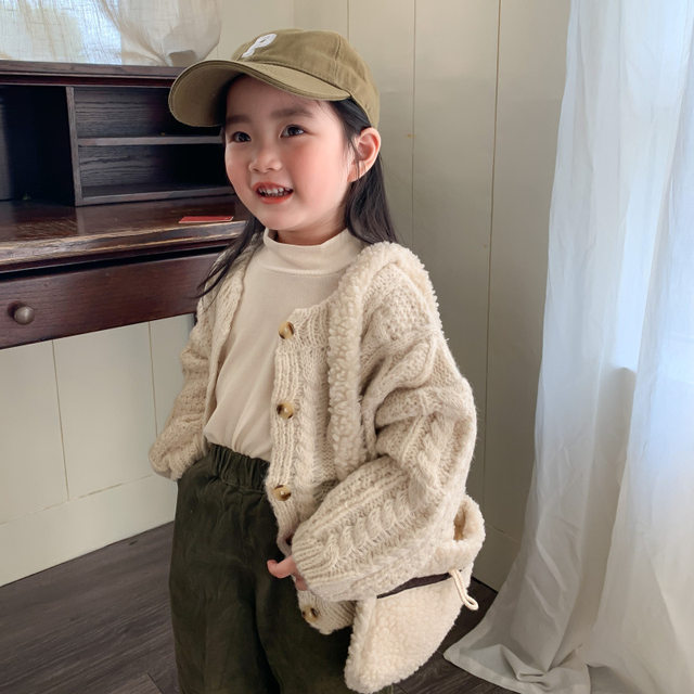 Children Clothing 2022 Autumn Winter Korean Style Girls Knitted Cardigan  Jacket New Fashionable Mohair Thick Sweater Children