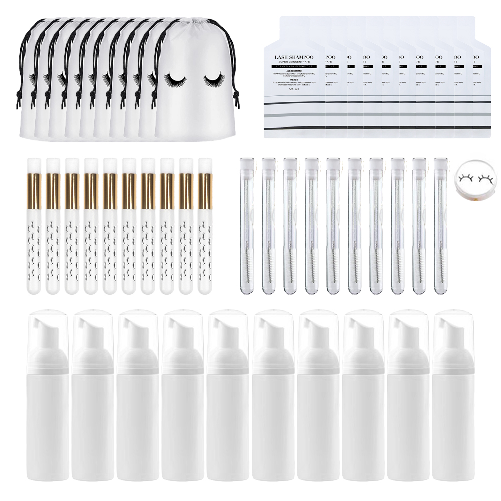 25/50Pcs Eyelash Extension Shampoo Foam Set 5ML Mousse Concentrate Makeup Remover Tool for Mascara with Brush Women's Cleanser
