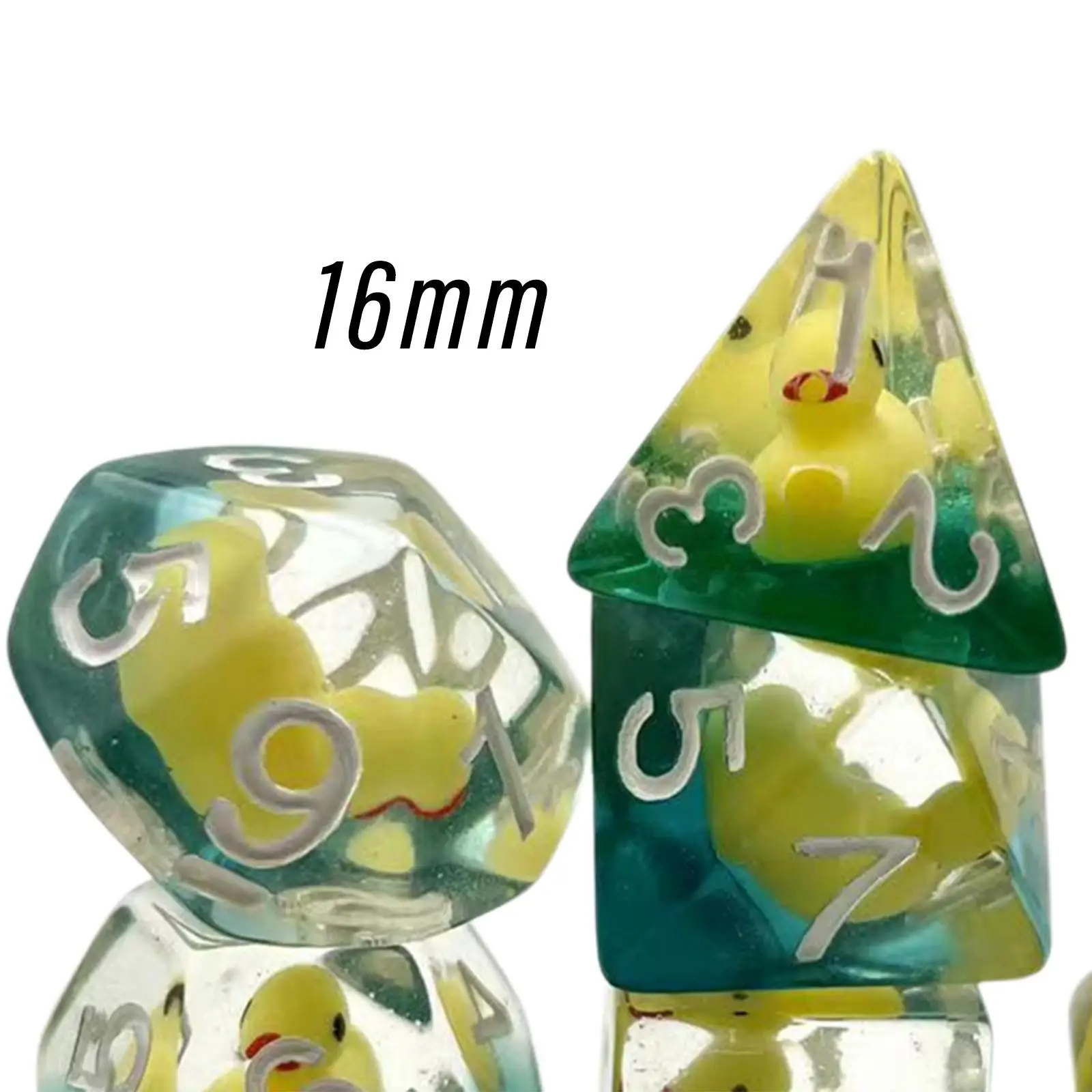7 Pieces Polyhedral Dices Set Filled with Ducks Animal for MTG Board Game D8 d10 d12 d20 7 Die Polyhedral Dices Set