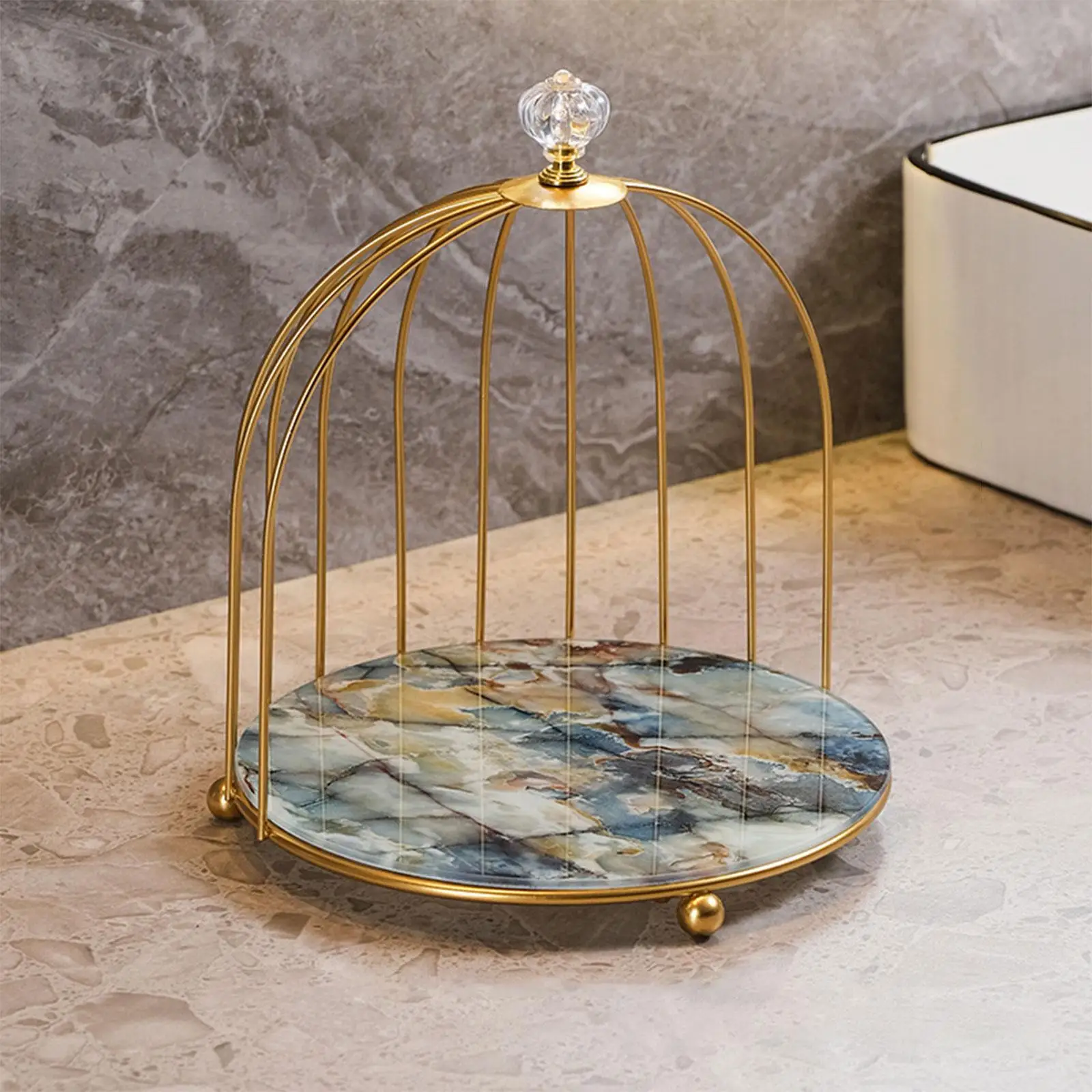 Bird Cage Makeup Organizer Vanity Storage Rack Bathroom Jewelry Holder Shelf