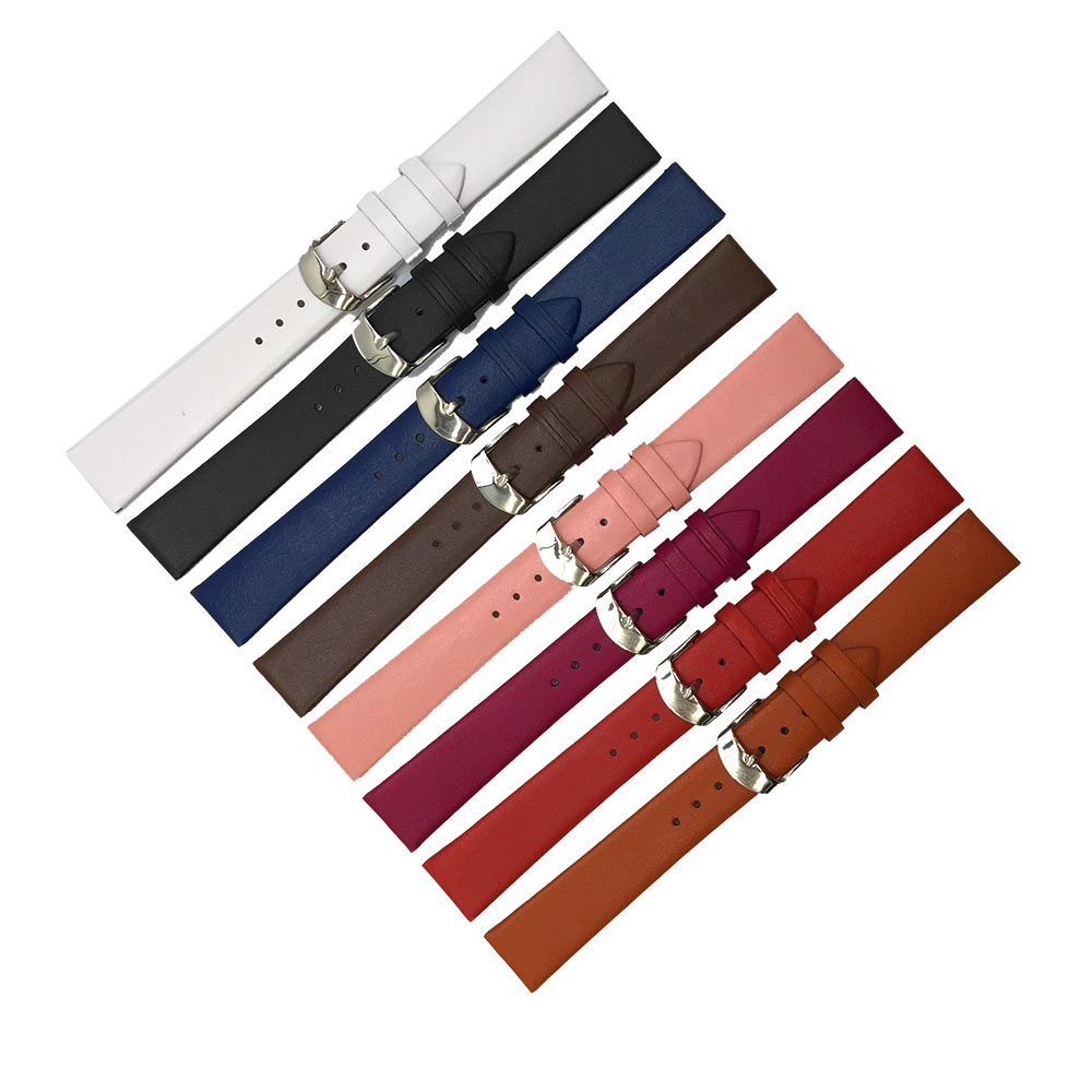 Kalbsleder-Uhrenarmband, 12 mm, 14 mm, 16 mm, 18 mm, 20 mm, 22 mm, echtes Leder-Uhrenarmband mit silberner Dornschließe – Detail 5
