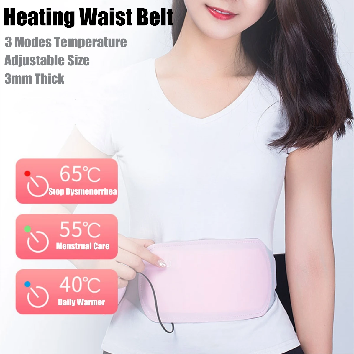 Best of USB Electric Heating Waist Belt Pain Relief Warm Uterus Far Infrared Heated Belt Relieve Dysmenorrhea Female Body Heater Belt Reviews & Tips