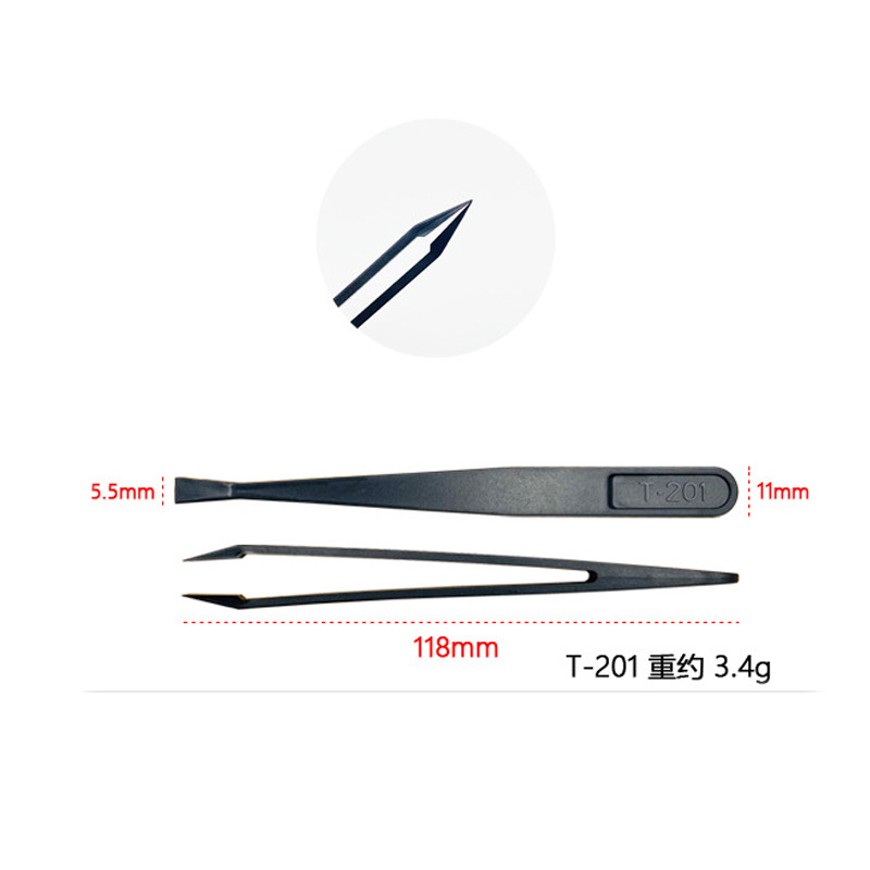 Description Picture 4 of itemAnti-static Tweezers Plastic Carbon Fiber Rigid Industrial Tweezers DIY Nail Beauty Industry Precision Instrument Clips