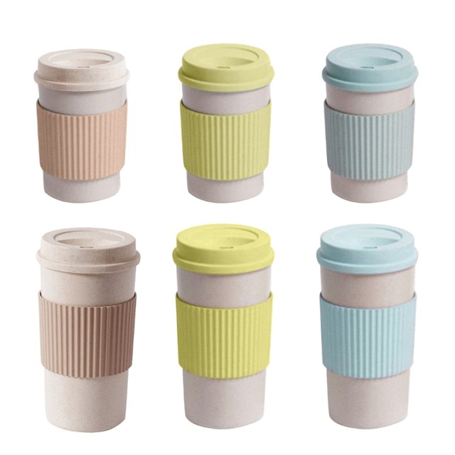 480ML Reusable Coffee Cups With Lids Wheat Straw Portable Coffee Cup  Dishwasher Safe Coffee Mug Tea Eco-Friendly Travel Cups - AliExpress