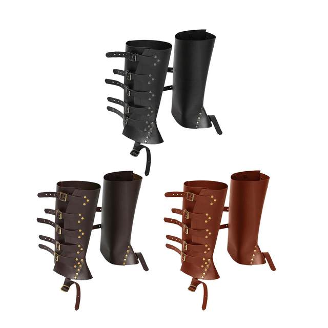 Vintage Style Medieval Boots Shoes Cover Guards Faux Leather Adjustable Protective Photo Props Pirate Boots Tops Covers
