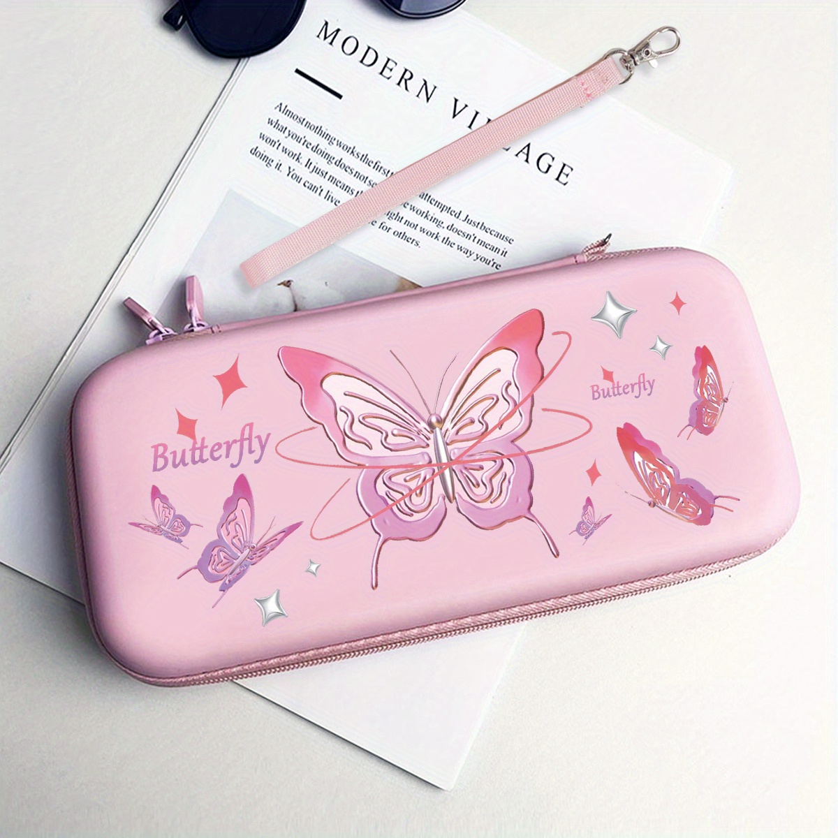 Title 3, Pink Purple Butterfly Nintendo Switch Portable ...