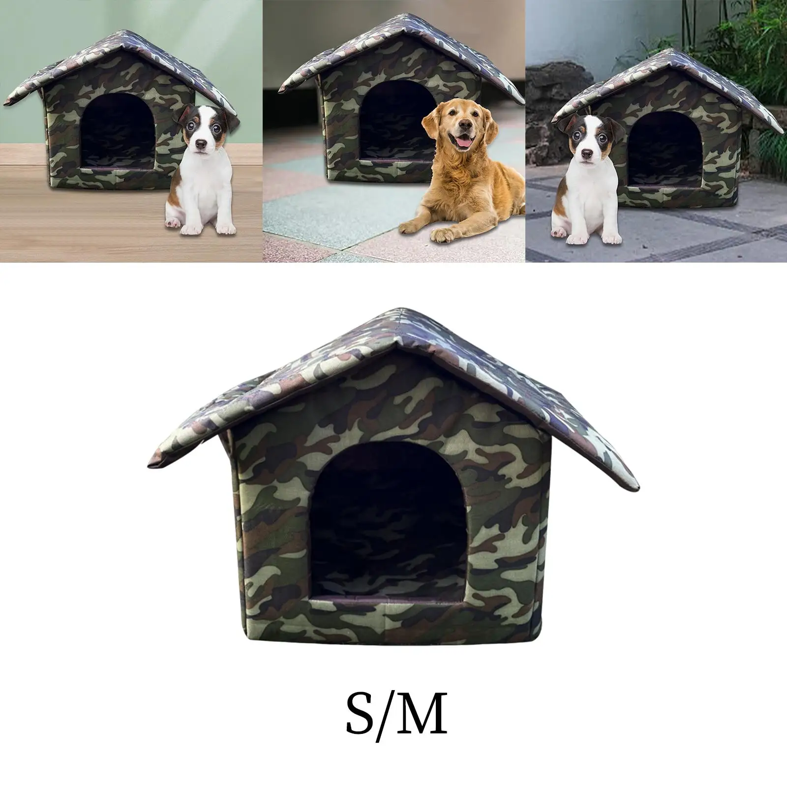 Outdoor Waterproof Cat House Kitty Shelter Small Dog Kennel with Removable Cushion and Roof Pet House Thickened Nest for Winter