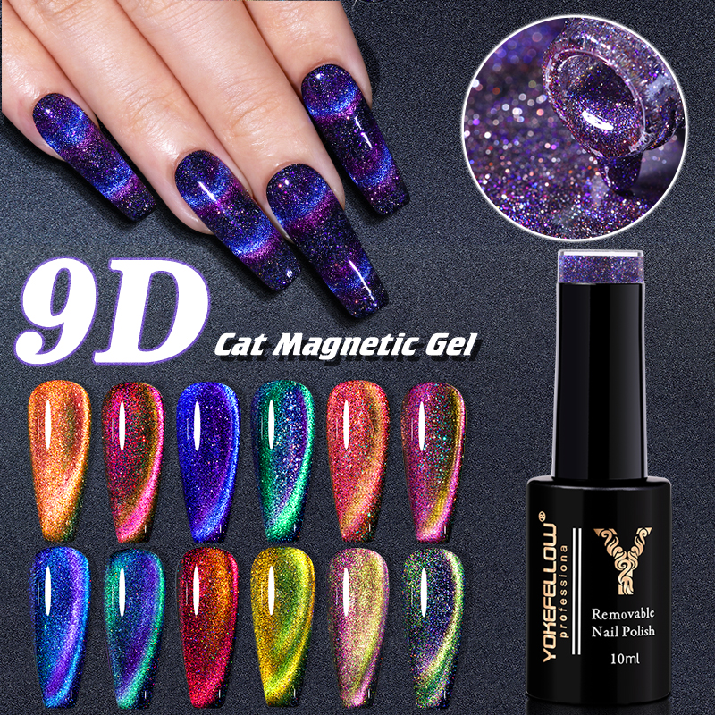 Best of YOKEFELLOW 10ML Gel Nail Polish 9D Cat Magnetic Laser Magnet Semi Permanent Soak Off UV LED Manicure For Nail Art Gel Varnish Reviews & Tips