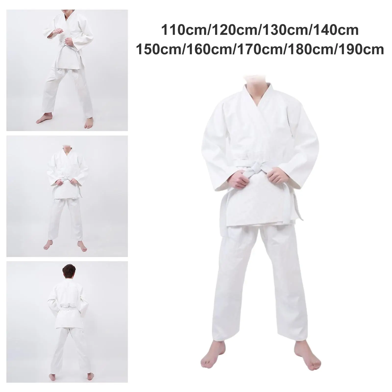 Unisex Judo Suit Costumes with Belt Stage Karate Sports Lightweight Clothes for Men Kids Adult Youth Fitness Training