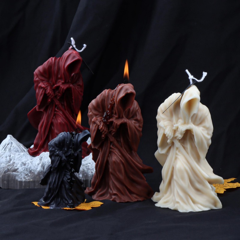 Description Picture 5 of item1pc Halloween Draw The Knife Death Silicone Candle Mold DIY Handmade Aromatherapy Gothic Terror Skull Candle Plaster Soy Wax