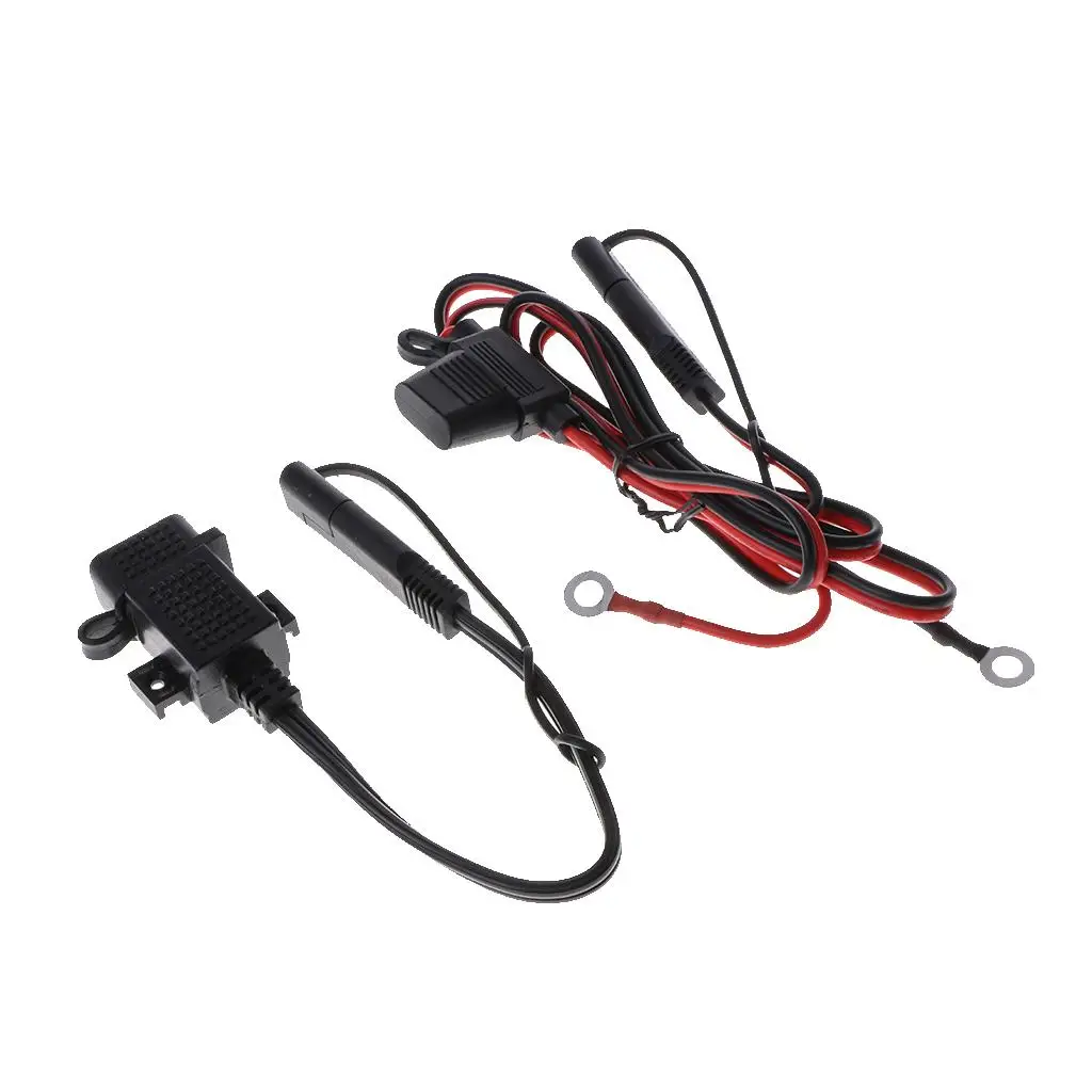 5A Waterproof Motorcycle USB Port Socket Kit SAE to USB Adapter