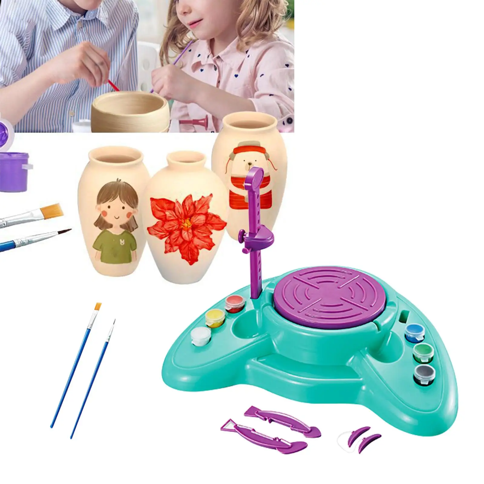 DIY Electric Pottery Machine Craft Production Machine Rotation Clay Ceramic Forming Craft Ceramic Clay Pottery Kit for Girls