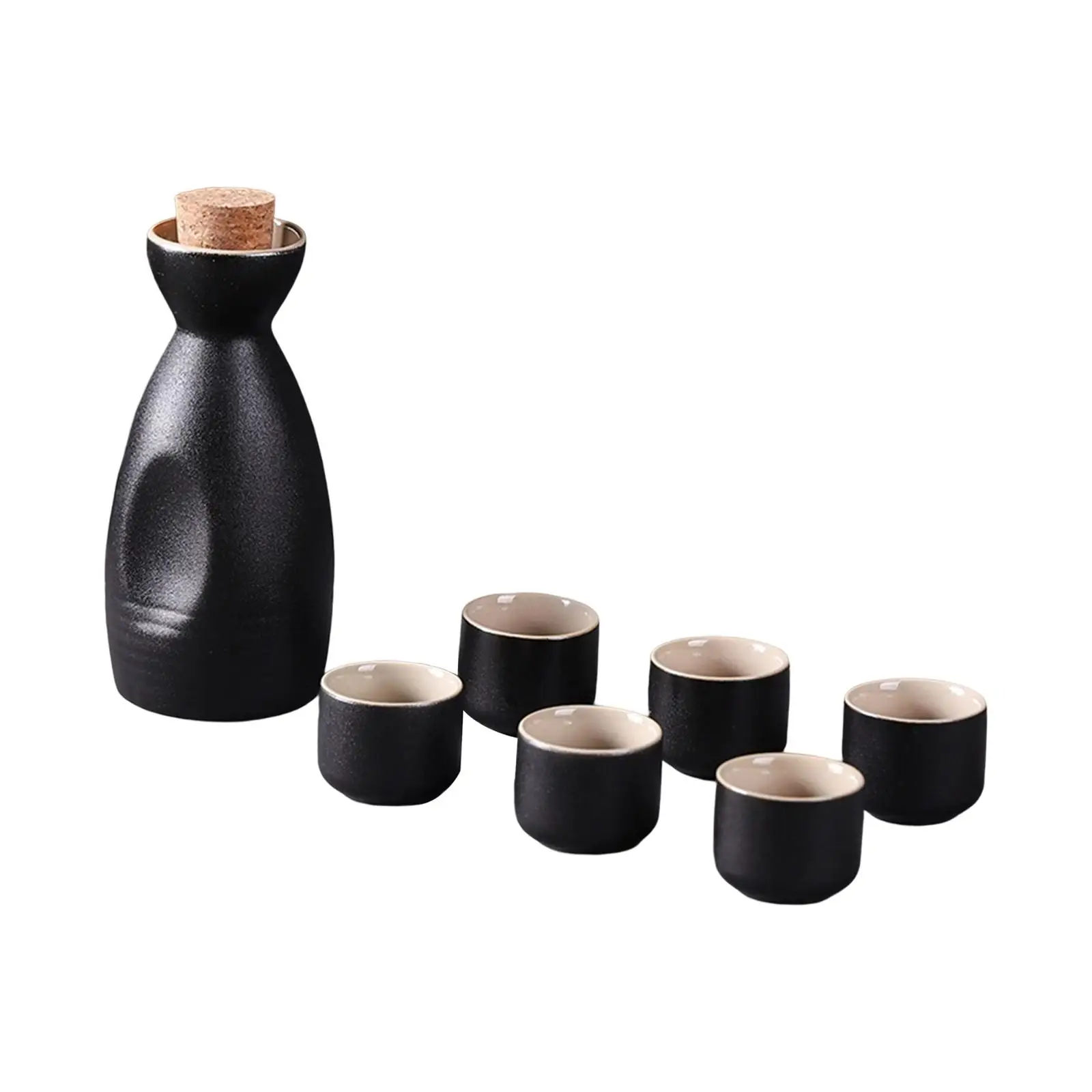 Ceramic Sake Pot Cups Set Traditional Gift Crafts for Tea Party Home Cabinet