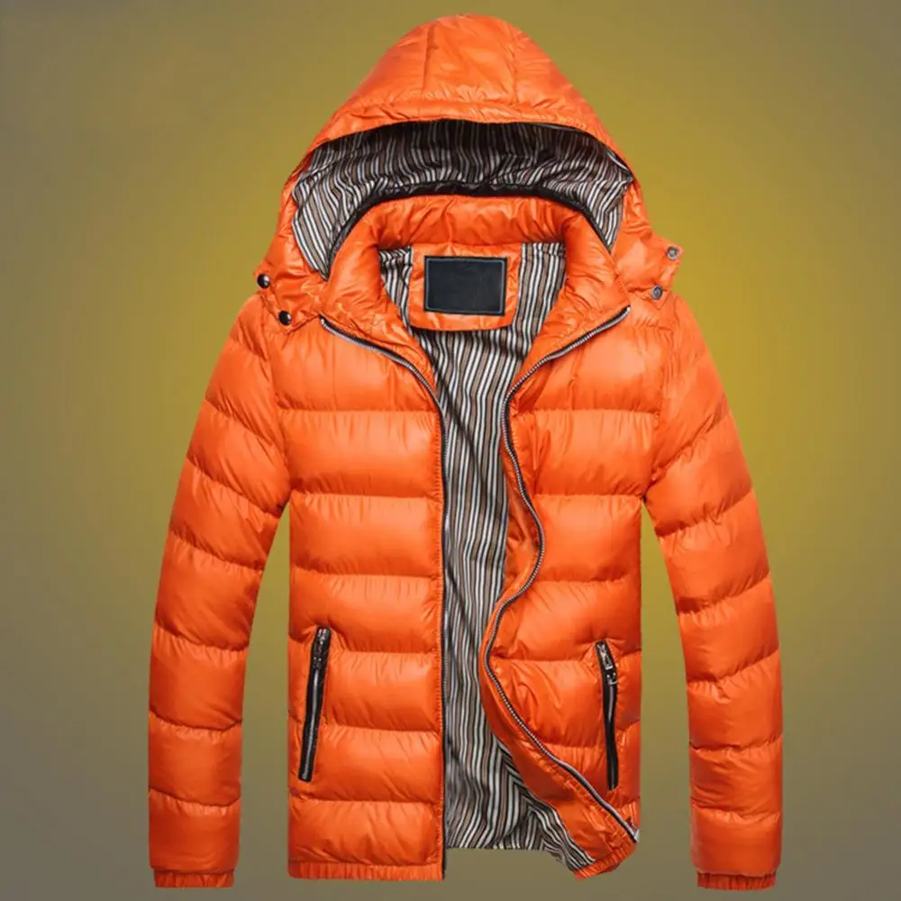 comprida, bolso com zíper, casaco quente, cor sólida, inverno