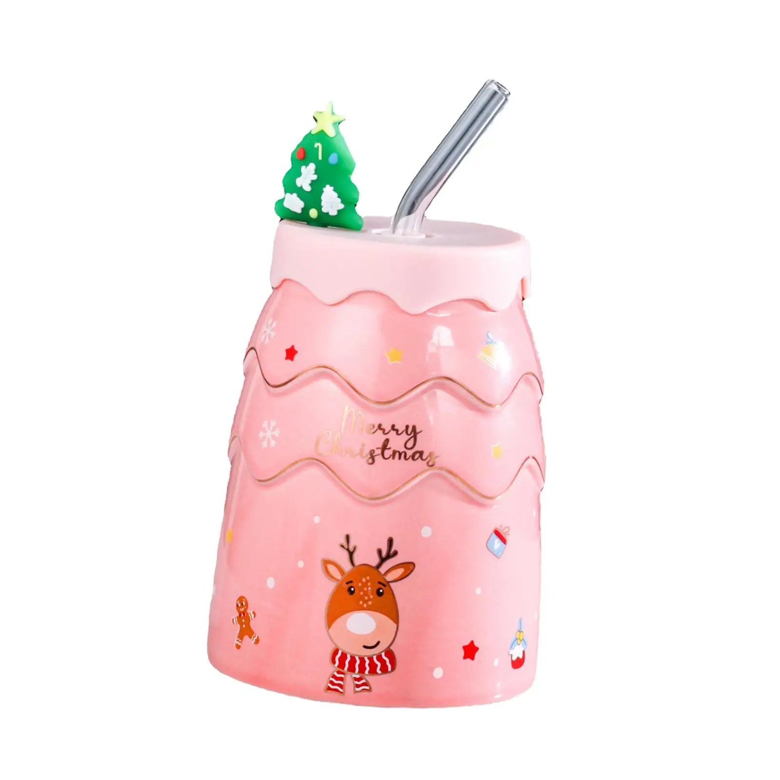 400ml Christmas Mug with Suction Tube for Hot beverage Birthday Gift Christmas