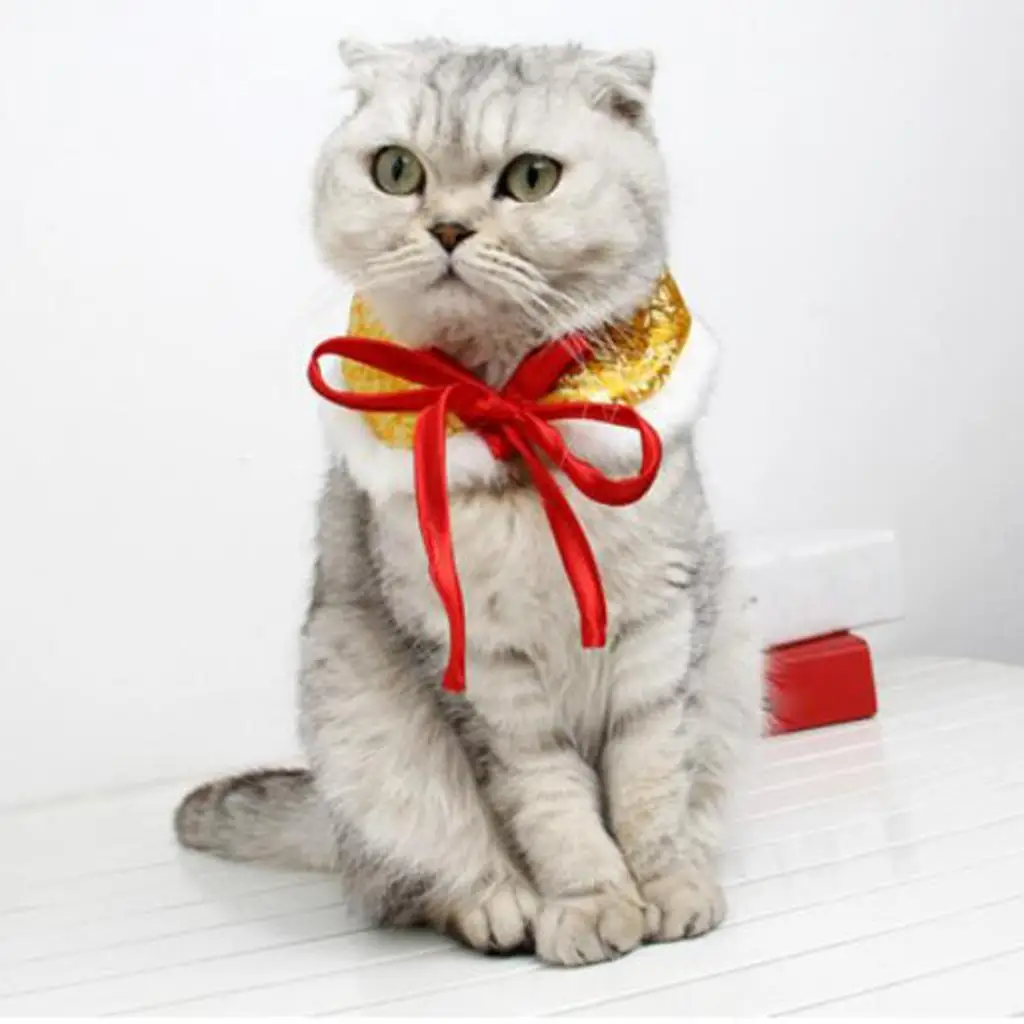 Pet Cloak Shawl Bow Tie Cat Christmas Clothes Adjustable Puppy Clothing Chinese Tang
