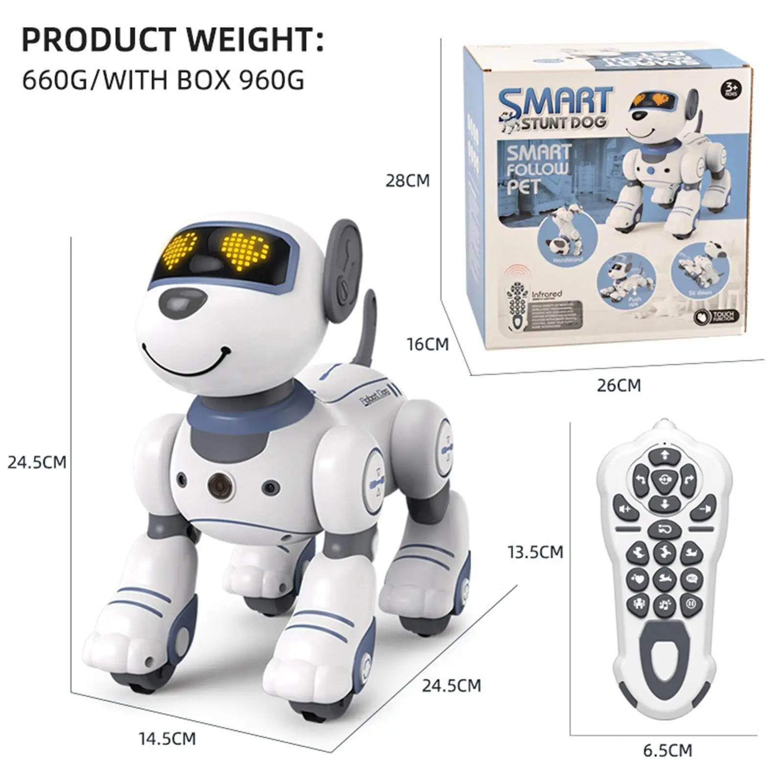 Cute Remote Control Robot Dog Toy Toys Electronic Toys Appease Toy Robotic Pet Toy Programable for Boys Girls Children`s
