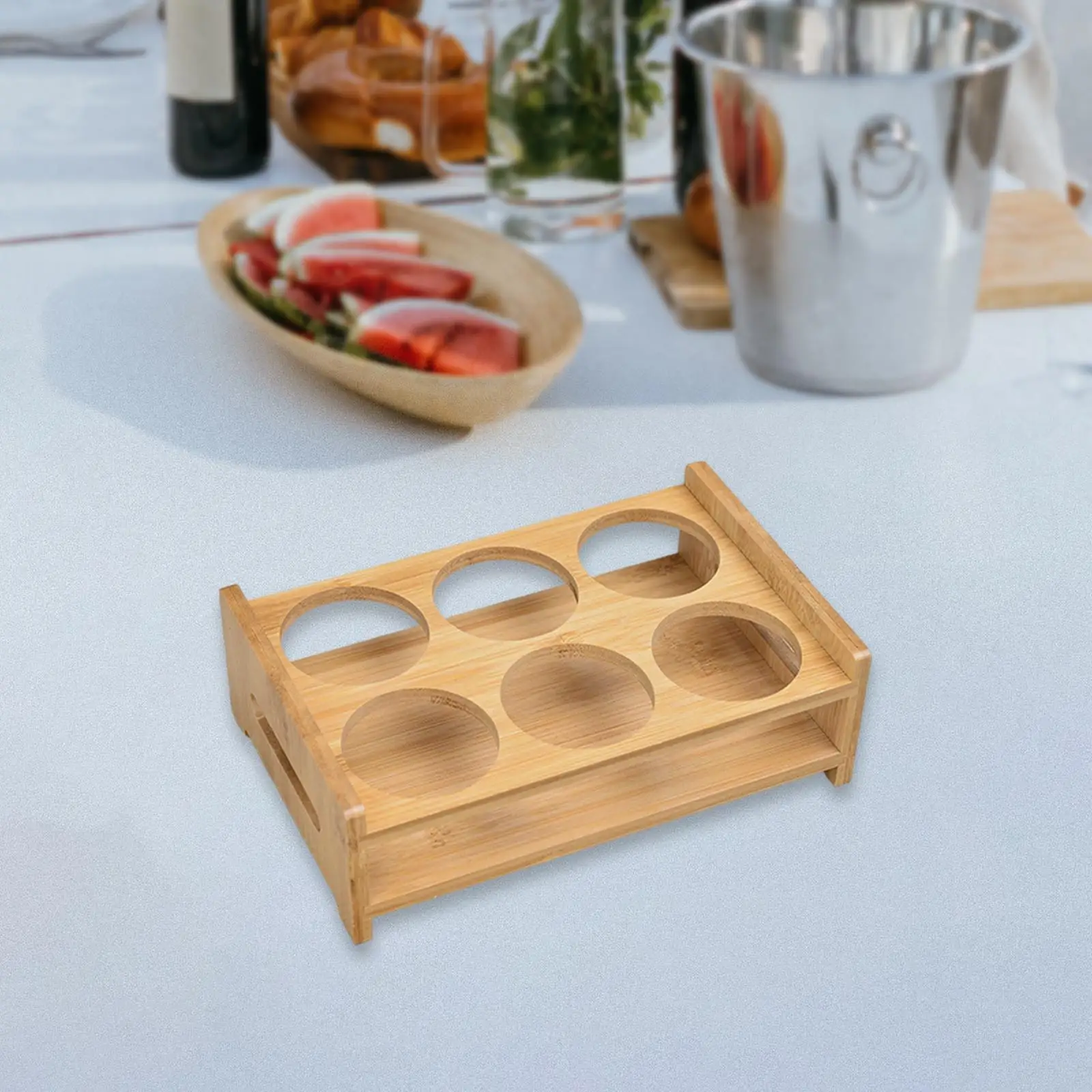 Wood Shot Glass Tray Holder Display Rack Drink Cup Storage Holder Serving Tray Cup Rack for Home Bar Cabinet Party